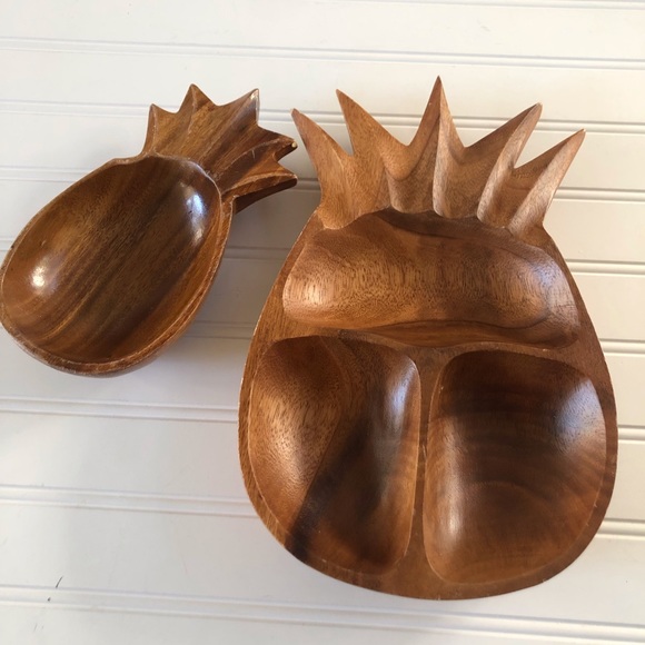 Vintage Accents Mid Century Modern Wooden Acacia Pineapple Bowl Monkey Pod Poshmark